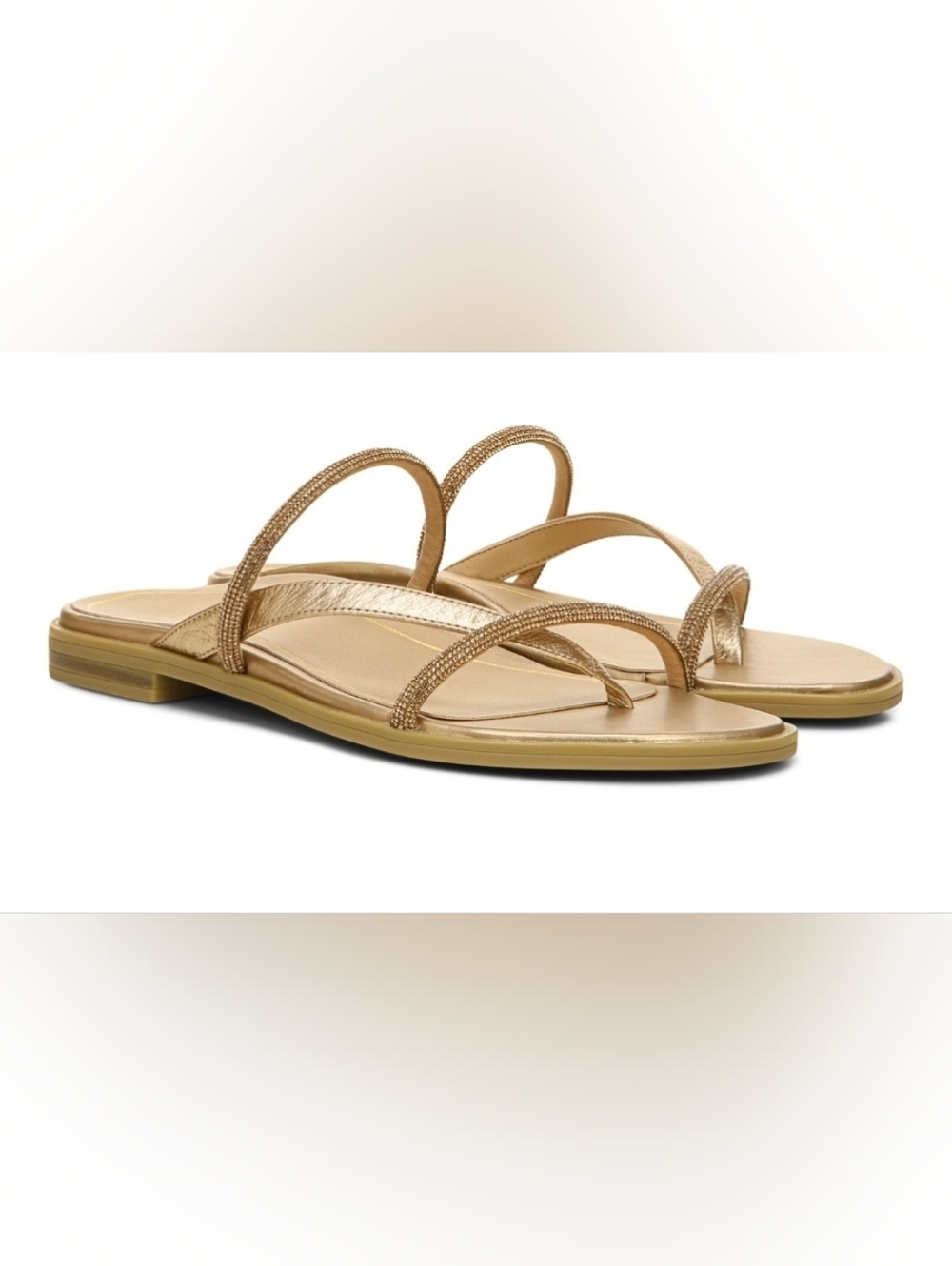 Vionic Metallic Gold Strappy Flat Sandals